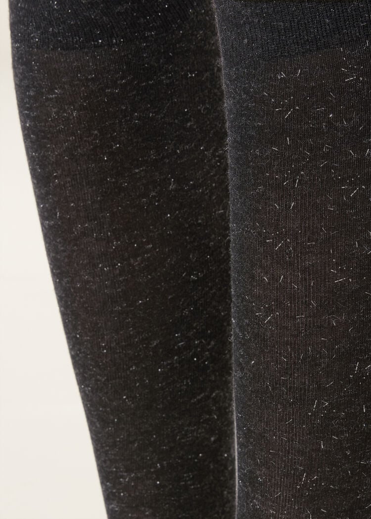 Glitter long socks with cashmere