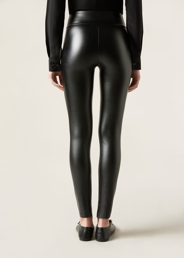 Faux leather thermal leggings