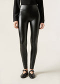 Faux leather thermal leggings