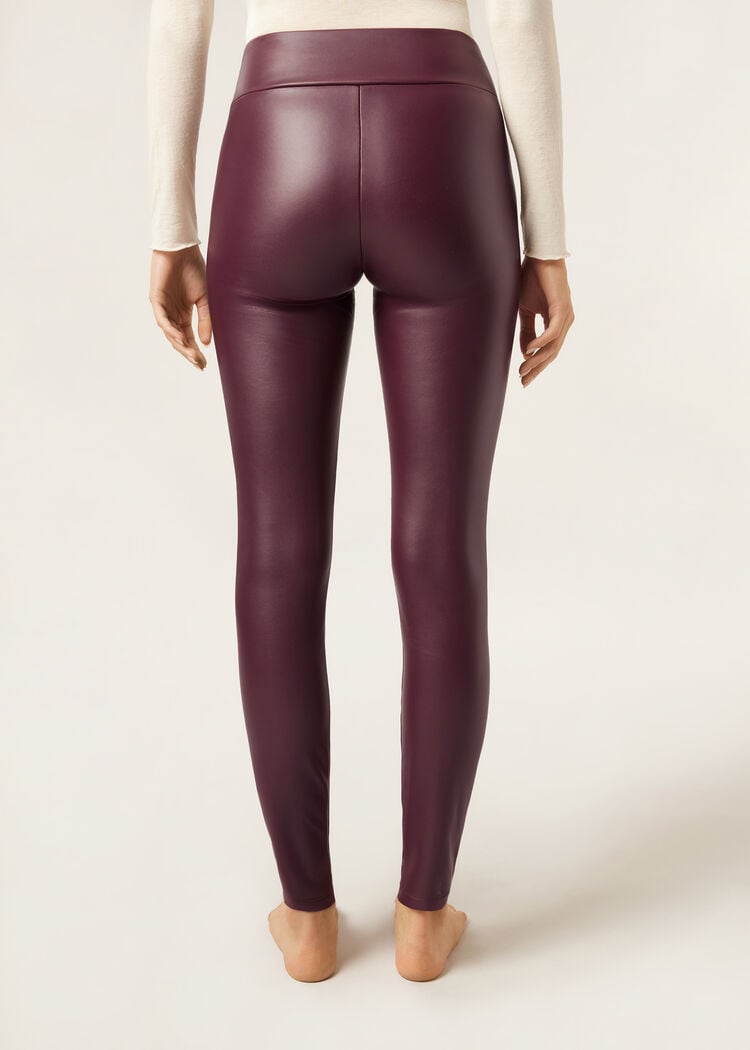 Faux leather thermal leggings
