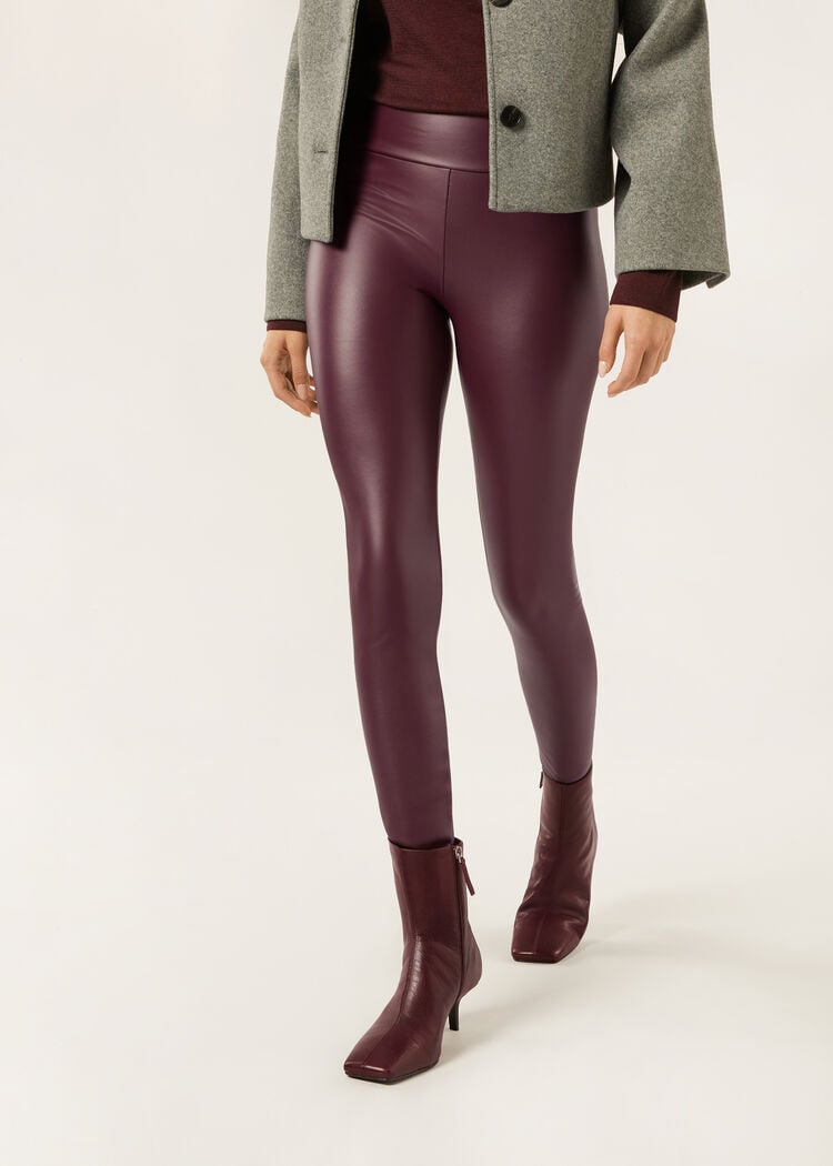Faux leather thermal leggings