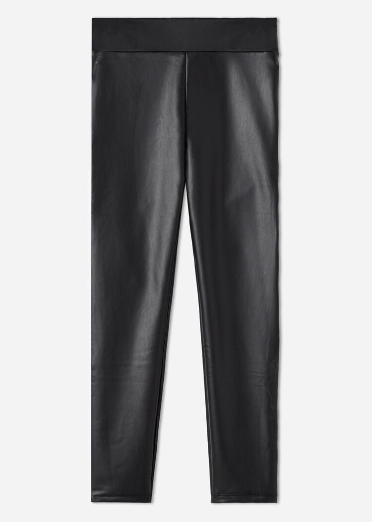 Faux leather thermal leggings