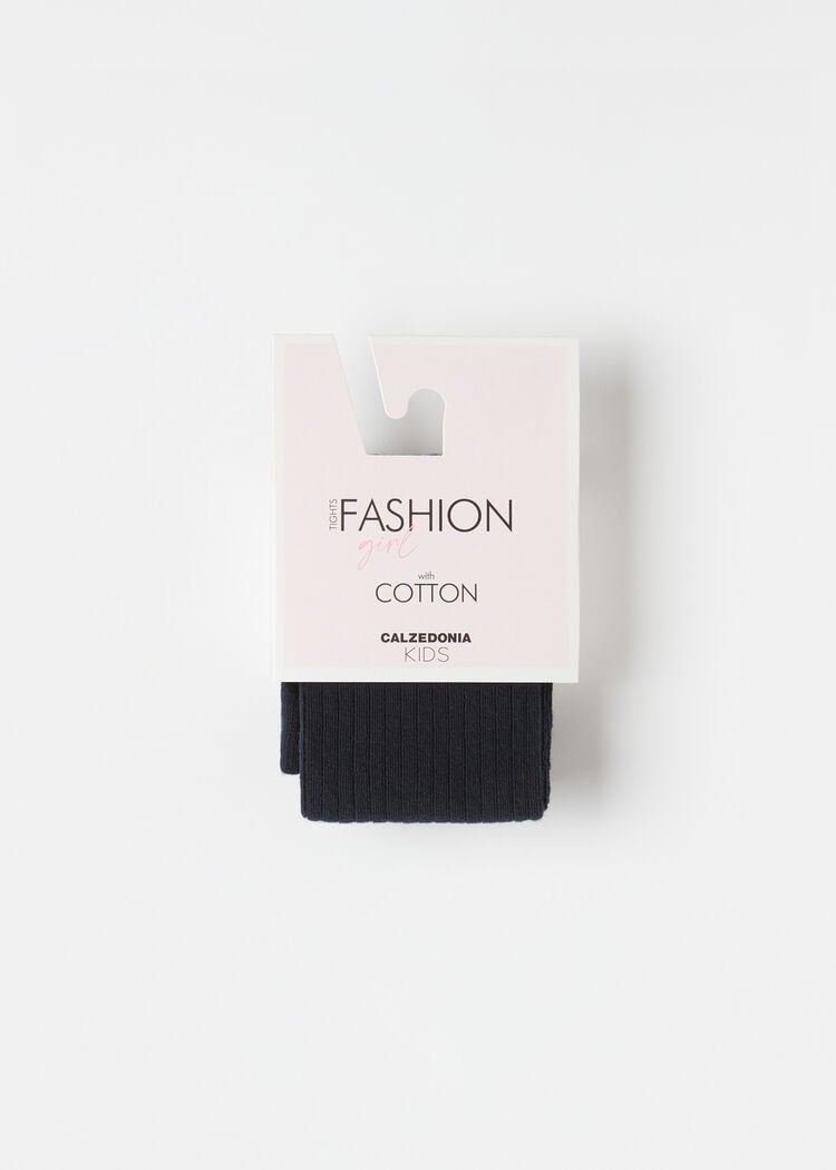Girls’ ribbed cotton tights