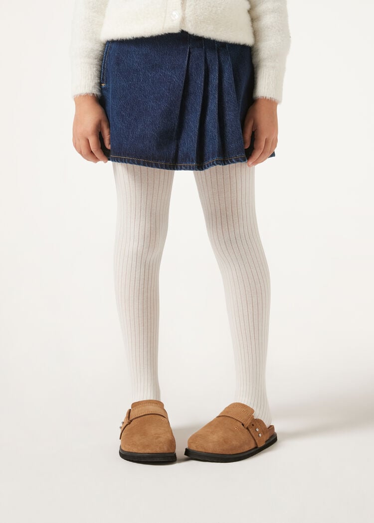 Girls’ ribbed cotton tights