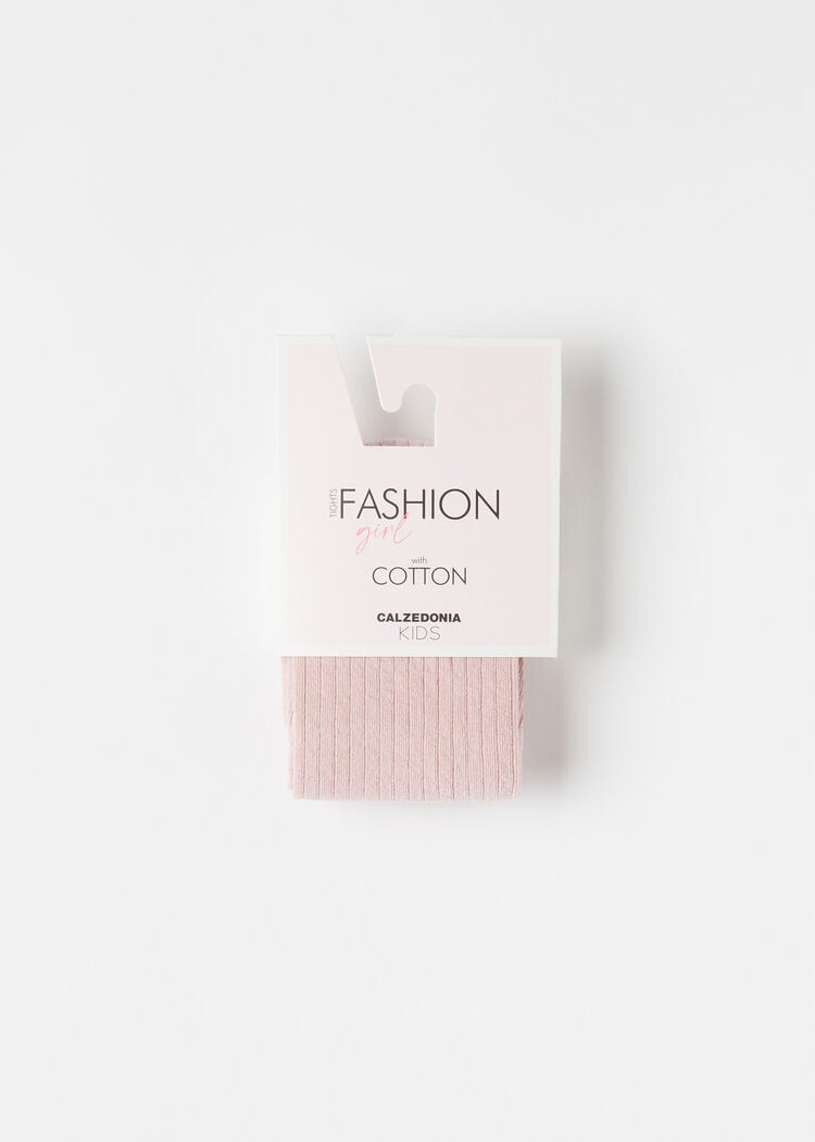 Girls’ ribbed cotton tights
