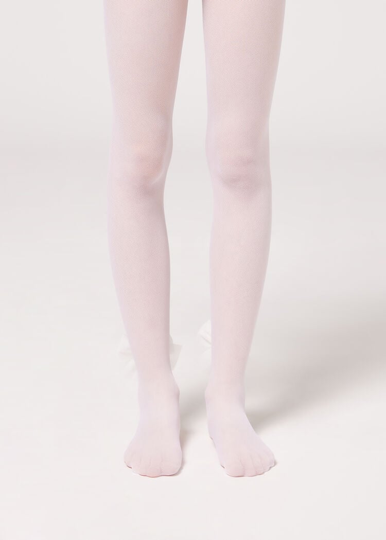 Girls’ 30 denier tulle tights with bow
