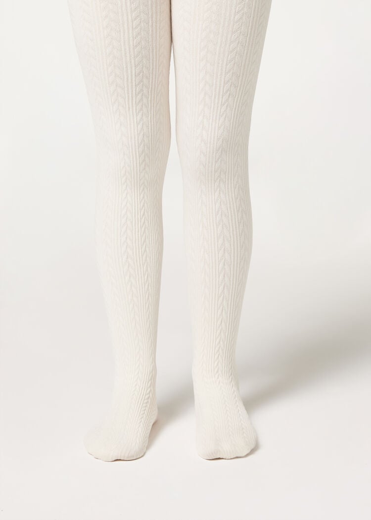 Girls cable knit thermal tights