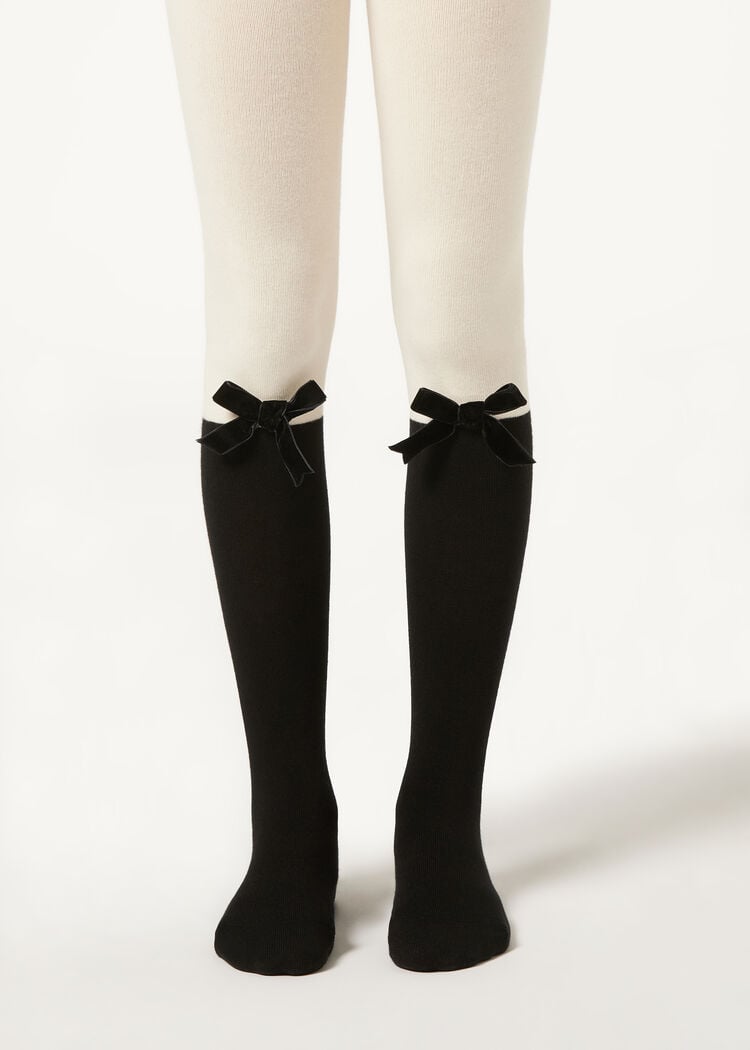 Girls’ cotton longuette tights