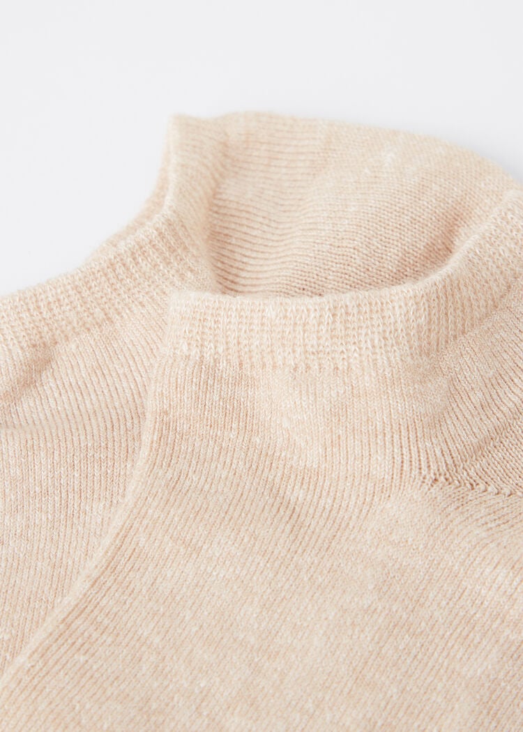 Unisex cotton and linen no-show socks
