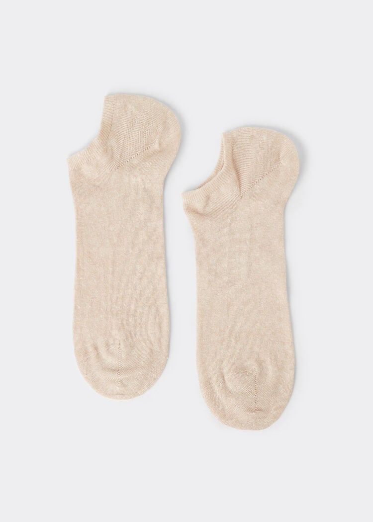 Unisex cotton and linen no-show socks