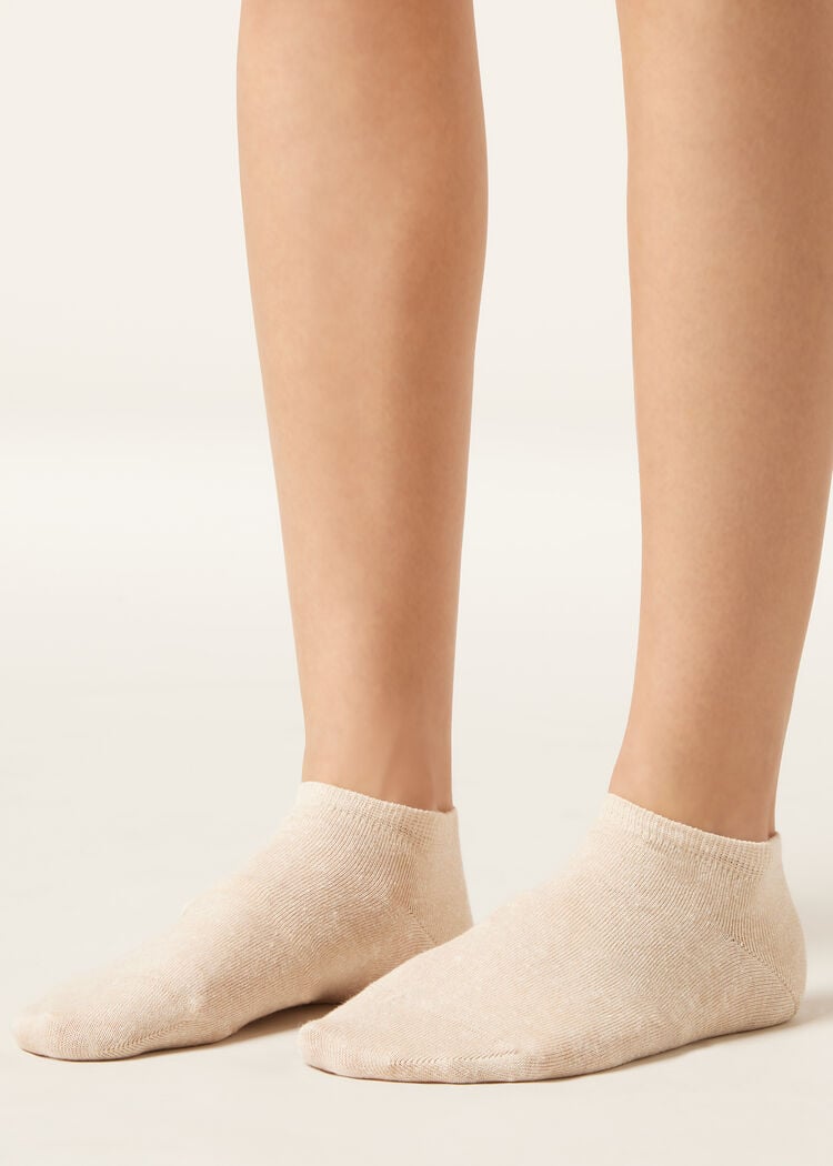 Unisex cotton and linen no-show socks