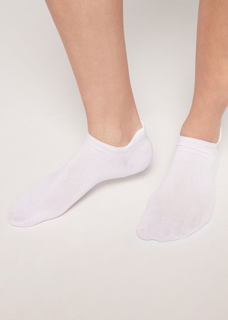 Unisex cotton no-show socks with back tongue
