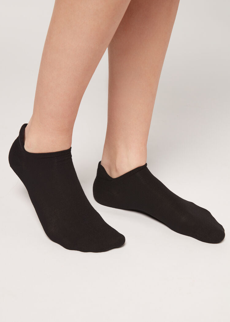 Unisex cotton no-show socks with back tongue