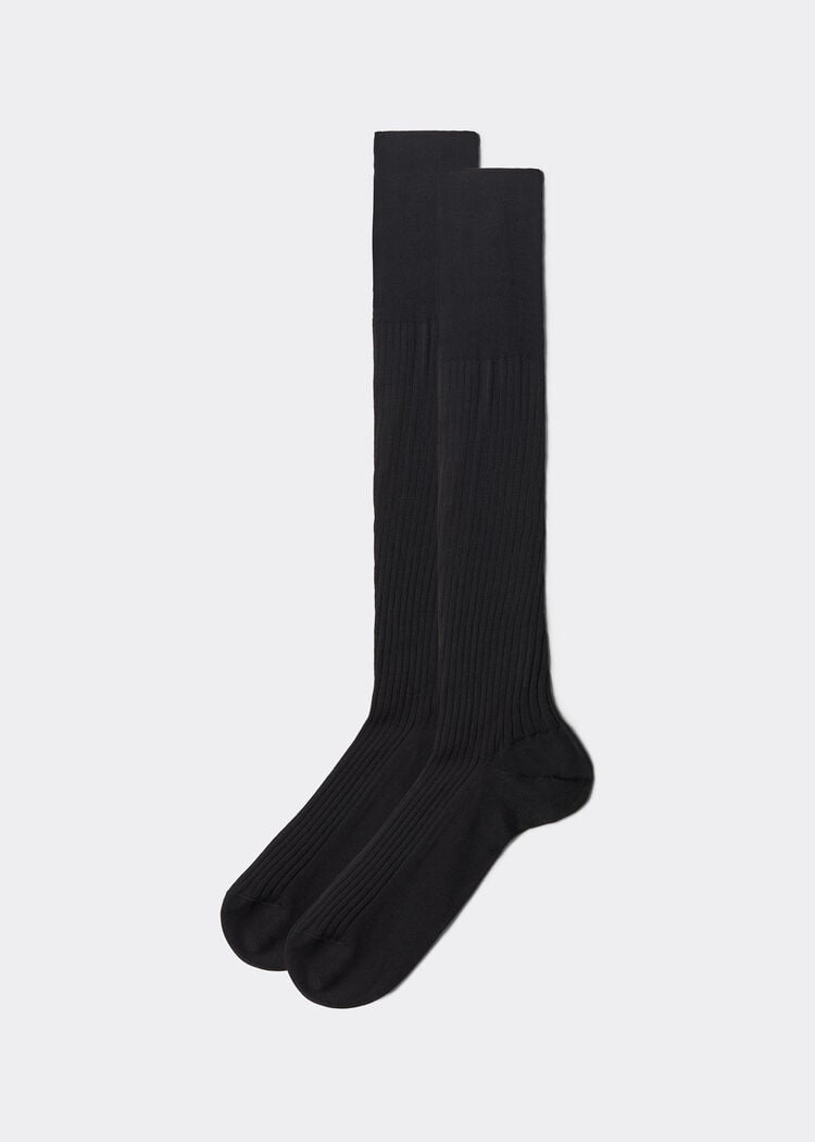 Men’s lisle thread ribbed long socks