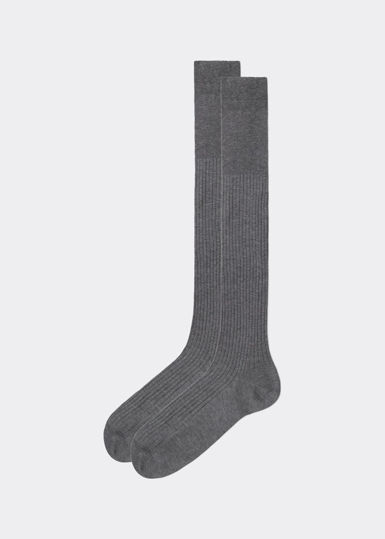 Men’s lisle thread ribbed long socks