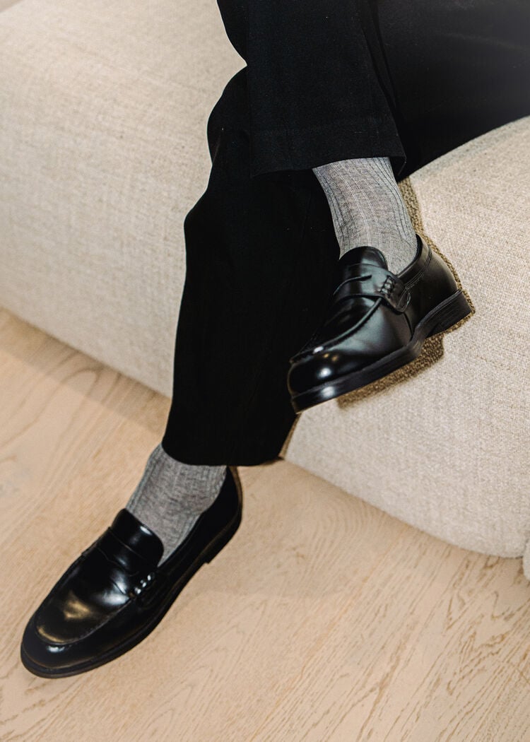 Men’s lisle thread ribbed long socks
